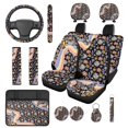 thumbnail image 1 of KUIFORTI Hippie Flowers Auto Seat Covers Set 14 Pcs with Auto Center Console Armrest Pad Steering Wheel Cover Car Seat Belt Pad Cover Car Headrest Covers for Most Cars, 1 of 6