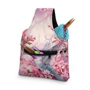 KUIFORTI Hummingbird Crochet Bag and Tote Yarn Bag Pink Yarn Holder for Crocheting - Crochet Storage Bag for Crochet Hooks, Crochet Accessories, Knitting Bag for Crochet Lovers, Small Size
