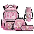 thumbnail image 1 of KUIFORTI Ice Cream Axolotl Backpack and Lunch Box Girls Bookbag Pencil Case Water Bottle Sleeve for Elementary Primary Middle Kid School Bag Set 4Pcs, 1 of 6
