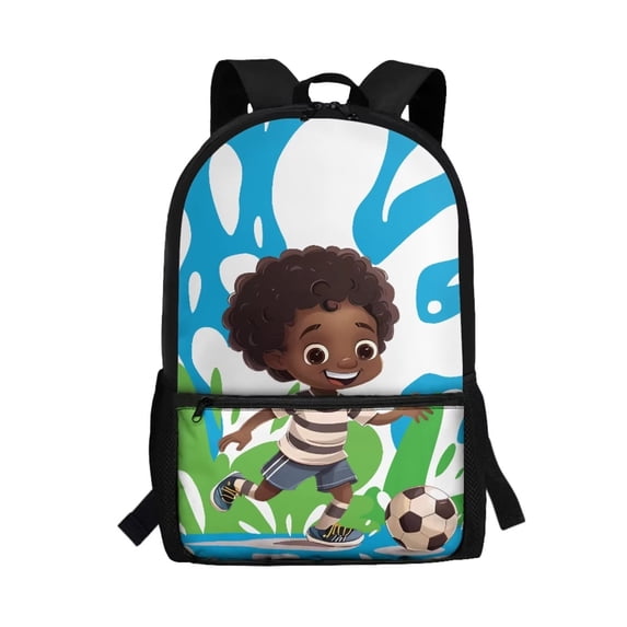 KUIFORTI Kids Girls Boys Schoolbag Ergonomic Backpack 17 Inch Students School Stationery Bag for Teens Children Toddlers, Cute Soccer and Kid