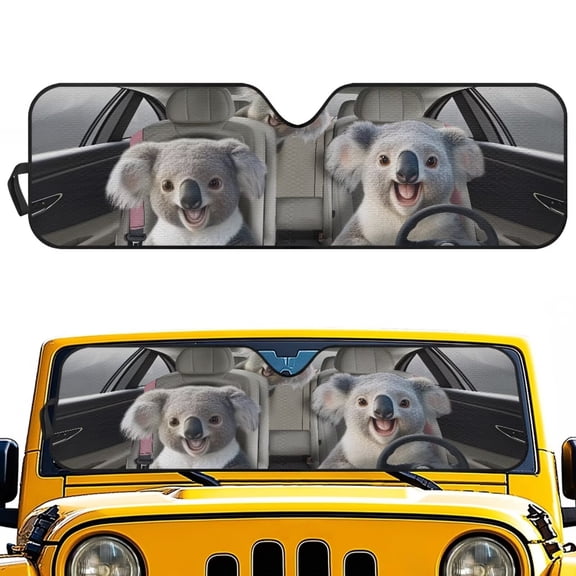 KUIFORTI Koala Windshield Sun Shade Front Window Shades Cover for Windshield Sun Visor Compatible with Jeep Wrangler JL JLU & Jeep Gladiator Accessories Sunshade Shield Protector