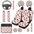 thumbnail image 1 of KUIFORTI Ladybug Bow Car Seat Covers Full Set Easy Installation 14 Pack Lanyard Keychain Holder Included Universal Fit Cars SUV Trucks Durable Elastic Fabrics Non Slip Comfortable, 1 of 3