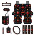 thumbnail image 1 of KUIFORTI Ladybug Flower Car Seat Cover Set Easy to Install Set 15 Pcs Automotive Rear Front Seat Protector Rear View Mirror Cover Non Slip Breathable Universal Fit Cars SUV Trucks, 1 of 7
