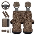 thumbnail image 1 of KUIFORTI Leopard Print Automobile Seat Covers 14 Pack with Steering Wheel Cover Auto Center Console Pad Auto Seat Belt Cover Car Headrest Covers Soft for Cars Sedan SUV, 1 of 7
