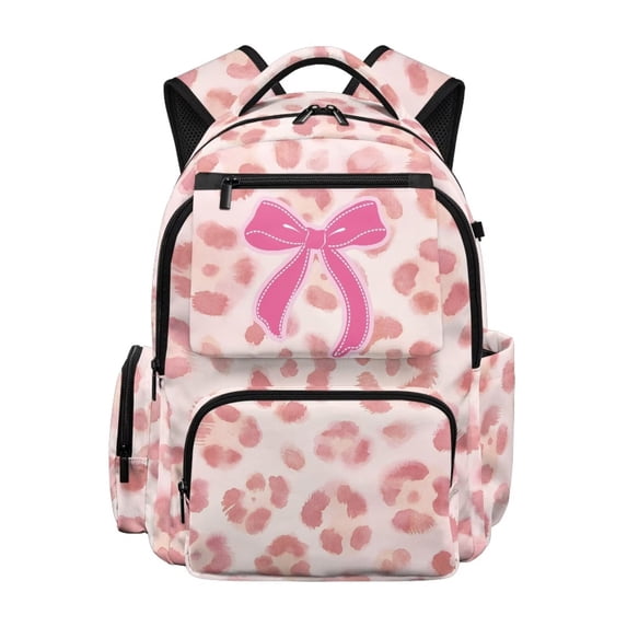 KUIFORTI Leopard Print Bow Boys School Backpack Durable Large Capacity Kids Bookbag with Multiple Organizer Compartments for Elementary Primary Middle Back to School Essentials Gifts