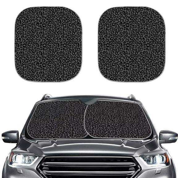 KUIFORTI Leopard Print Windshield Sun Shade for SUV Car Truck, Reusable Car Sun Shade Windshield, Lightweight Auto Sun Visor Heat Protection, Keeps Your Vehicle Cool, Black