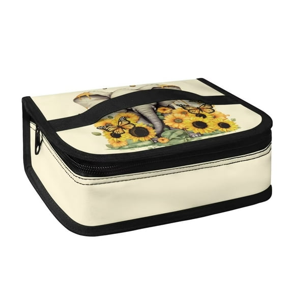 KUIFORTI Lunch Bag Insulated Lunch Pouch Reusable Food Container Travel Hiking Camping Handbag with Pocket, Sunflower Elephant