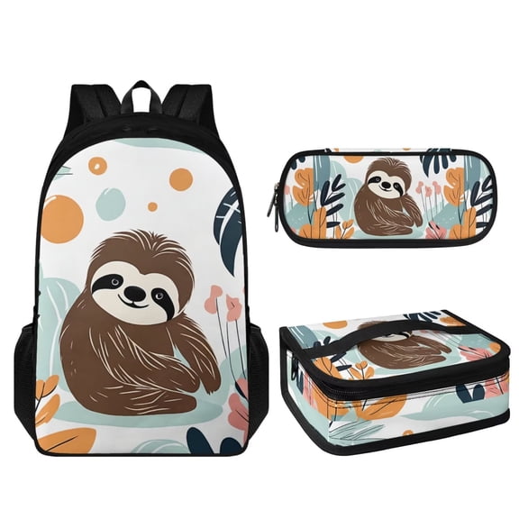 KUIFORTI Lunch Bag Large Capacity Lunch Bag Backpack Food Container Cooler Bag 3 Pack Bag Set, Cute Sloth