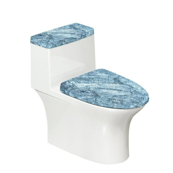 KUIFORTI Marble Toilet Cover Set 2 Pack Toilet Seat Cover Toilet Tank Lid Cover Replacement Universal Fit Toilet Top Cover with Elastic Bottom Easy to Clean Bathroom Home Indoor Decoration