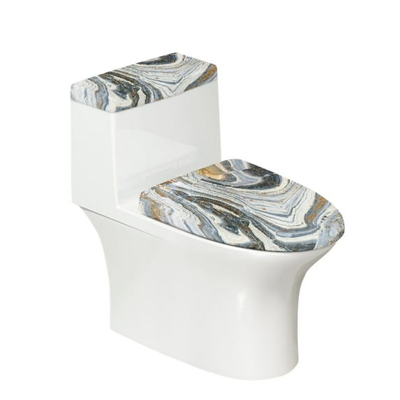 KUIFORTI Marble Toilet Tank Lid Cover Set of 2 Pack Toilet Seat Cover for Bathroom Decor Toilet Cover Fits Most Size Toilet Tanks & Lids