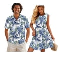 thumbnail image 1 of KUIFORTI Matching Couple Outfits Washable His and Hers Summer Outfits Quick-dry Hawaiian Palm Tree Suitable for Everyday Casual Wear 4-Way Stretch Soft and Comfortable, 1 of 7