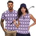 thumbnail image 1 of KUIFORTI Matching Golf Shirts for Couple Purple Argyle Quarter Zip Golf Tennis Tank Top Moisture Wicking Breathable Fabric Racerback Design Suitable for Tennis Enthusiasts, 1 of 6