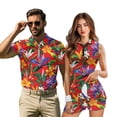 thumbnail image 1 of KUIFORTI Matching Golf Shirts for Couple Red Tropical Floral Moisture Wicking Matching Couple Sport Shirts Woman Golf Sport Cloth Set with Pocket Built in Shorts Keep Cool in Hot Weather, 1 of 7