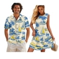 thumbnail image 1 of KUIFORTI Matching Outfits for Couples with Soft Fabric His and Hers Summer Outfits Shirts for Men Breathable 4-Way Stretch Suitable for Everyday Casual Wear Sailboat Palm Tree, 1 of 7