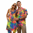 thumbnail image 1 of KUIFORTI His and Hers Matching Outfits Lightweight Couple Matching Outfits with Soft Fabric Tropical Leaf Men’s Hawaiian Shirt Fashionable Quick-dry Gifts for Couples, 1 of 7