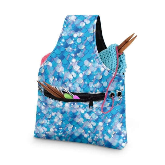 KUIFORTI Mermaid Yarn Bag Knitting Bag Accessories Crochet Bag Organizer Tote Travel Project Bag Lightweight Yarn Bags Yarn Holder for Knitting on the Go, Size S