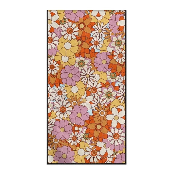 KUIFORTI Multi-Use Car Seat Cover Running Towel with Storage Bag- Hippie Flower Car Accessories for Women, Premium Yoga Mat, Microfiber Sweat Towel, Universal for Sedans/Trucks/SUVs/Vans