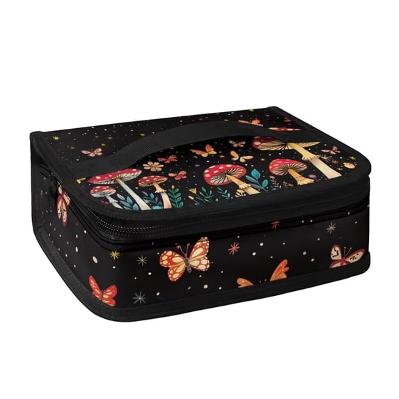 KUIFORTI Mushroom Butterfly Laptop Lunch Bag Handbag Thermal Lunch Bag Reusable Leak Proof Lunch Bag Zipper Pouch with Compartment