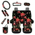 thumbnail image 1 of KUIFORTI Mushroom Print 13 PCS Car Seat Cover Set Car Seat Cover Steering Wheel Cover Seat belt Cover Pad Keychain Lipstick Portable Sleeve Car Cup Coasters Car Garbage Bag Rear View Mirror Cover, 1 of 7