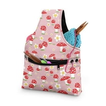 KUIFORTI Mushroom Yarn Bag Pink Knitting Tote Bag Lightweight Yarn Storage Organizer Portable Yarn Holder for Crocheting, Crochet Hooks, Crochet Needles, and Crochet Supplies, Size S