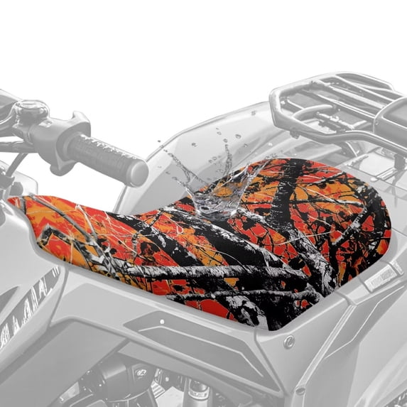 KUIFORTI Orange Camo ATV Seat Cover Easy to Install Water-Resistant Four Wheeler Accessories Seats Protect Compatible with Most ATV for Sportsman, Rancher,Foreman, Scrambler