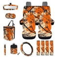 thumbnail image 1 of KUIFORTI Orange Camouflage Car Seat Cover Set Elastic Fabrics Set 15 Pcs Automotive Front Seat & Bench Back Seat Cover All-Season Protection Easy to Install Fit Car SUV Auto, 1 of 7