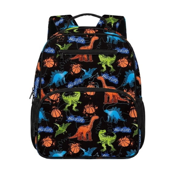 KUIFORTI Orange Dinosaur Toddler Backpack Boys Girls Kids School Bag with Multiple Organizer Pockets Adjustable Straps for Preschool Kindergarten Back to School Gifts