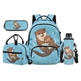 thumbnail image 1 of KUIFORTI Otter Brown School Bag and Lunch Bag Set of 4 Boys Backpack with Pencil Case Water Bottle Sleeve for Elementary Primary Middle School Students, 1 of 7