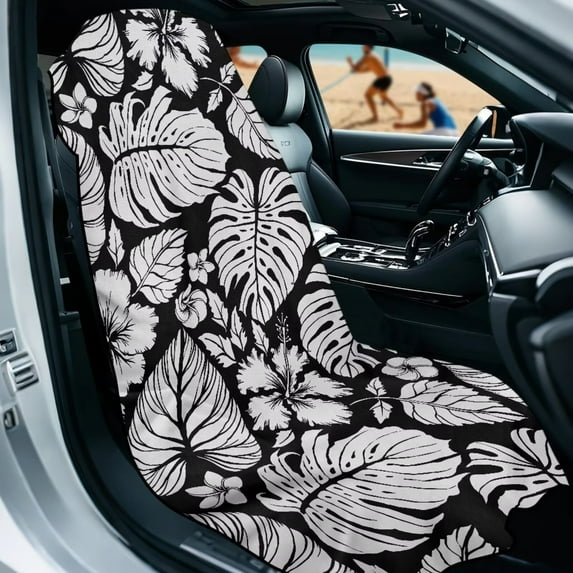 KUIFORTI Palm Leaf Car Seat Cover Front Seat & High Absorbency Running Towel - Performance Microfiber Automotive Seat Covers for Trucks, SUVs, Sedans (Hot Yoga, Gym, Sports Accessories)