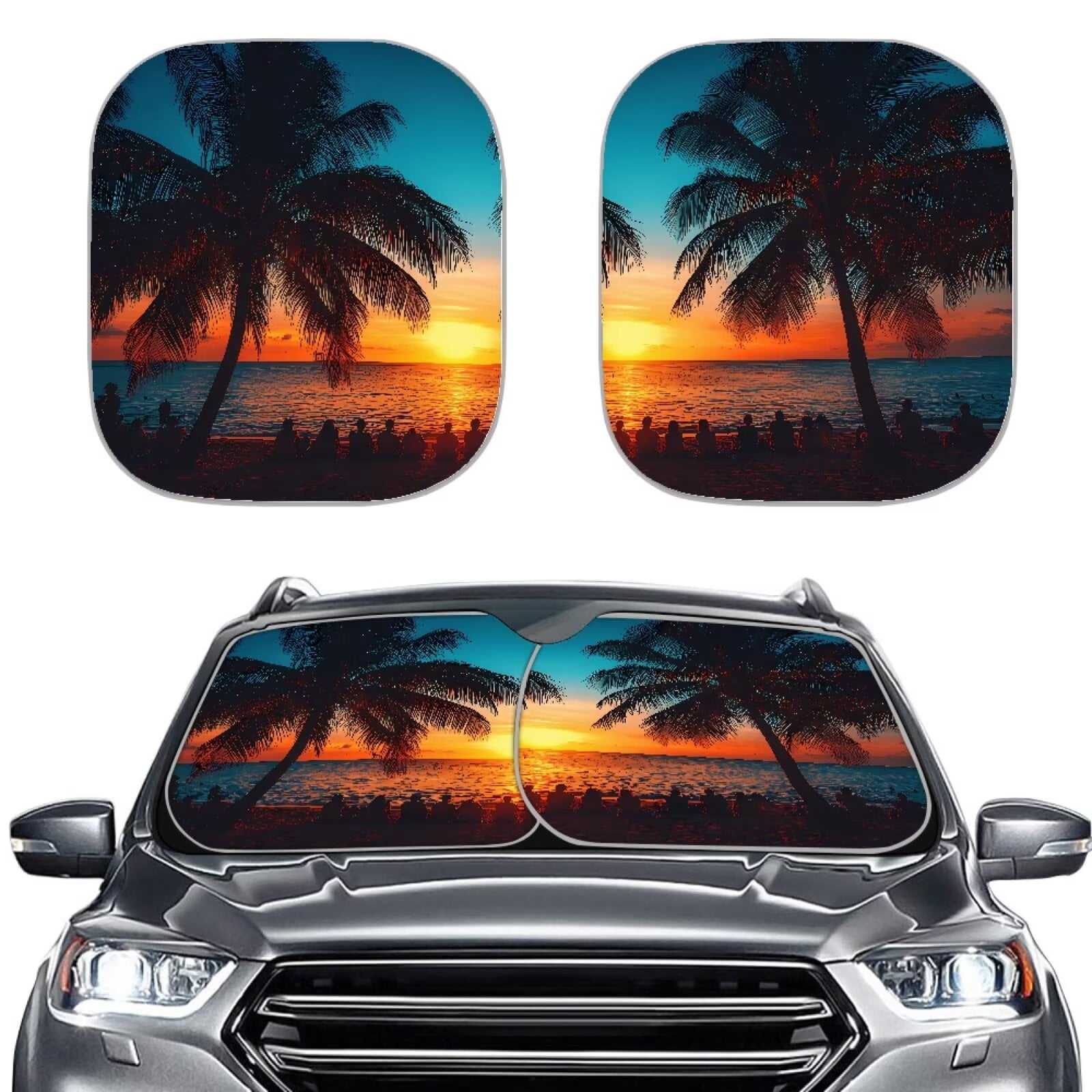 KUIFORTI Palm Tree Car Sun Shade for Windshield, Universal Sunshade ...