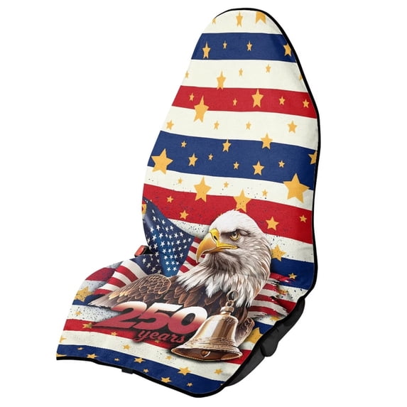 KUIFORTI Patriotic Eagle Print Front Car Seat Protector Cover, Water-Resistant Washable Towel Bucket Seat Covers Universal Fit for Cars SUVs Trucks, for Gym Running Swimming
