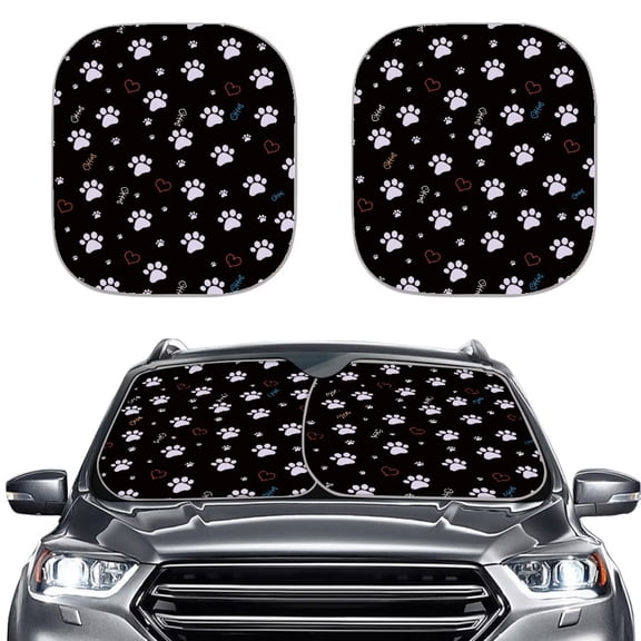 KUIFORTI Paw Print Car Windshield Sun Shade for SUV Truck Van, Foldable Car Shades for Front Windows, Portable Sun Protection Auto Interior Sun Protection UV Heat Reflector