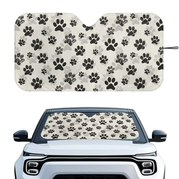 KUIFORTI Paw Print Windshield Sunshade Block Heat and Sun UV Rays, Front Windshield Sun Shade, Sun Visor for Car- Keeps Your Vehicle Cool - 66.53×34.44 Inch