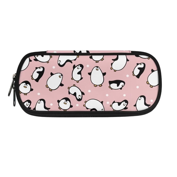 KUIFORTI Pencil Case Large Capacity Pencil Pouch Pink Pencil Cases with Durable Zipper,Big Stationery Pen Case for Women & Men Adults Storage Organizer Bag for College,Office,Travel,Penguin Print