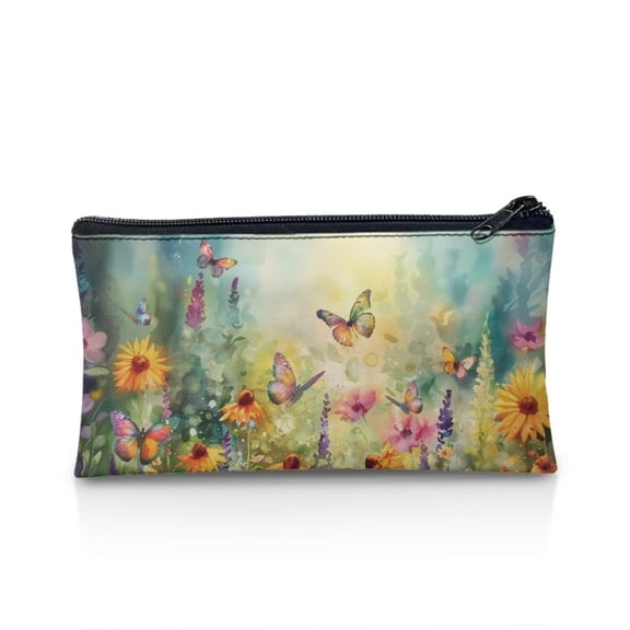 KUIFORTI Pencil Pouch Pen Storage Cosmetic Bag Makeup Box Large Capacity Pencil Bag Pen Case Accessory, Butterfly Floral Blossoms