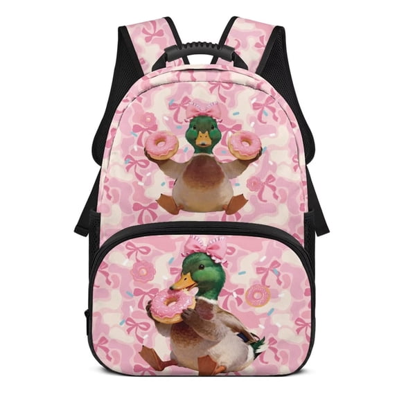 KUIFORTI Pink Camo Duck Girls Backpack Cute Kids School Bag Large Capacity Backpack with Front Pockets for Elementary Primary Middle Back to School Essentials Gifts