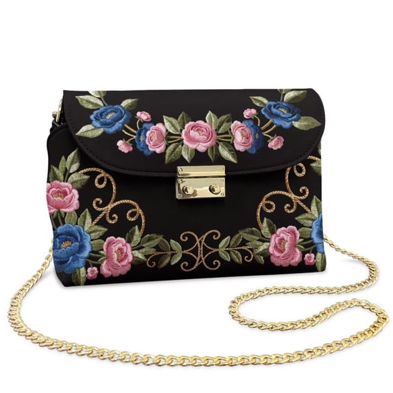 KUIFORTI Pink Rose Women's Crossbody Bag Easy to Carry Lightweight Medium Shoulder Handbags Leather Soft Purse Shoulder Bags with Chain Strap for Work Shopping