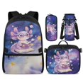 thumbnail image 1 of KUIFORTI Purple Axolotl School Bag with Lunch Bag, 4Pcs Kids Backpack Set for Teens Elementary Middle School, Boys Girls Bookbag with Pencil Bags Water Bottle Sleeve School Supplies, 1 of 7
