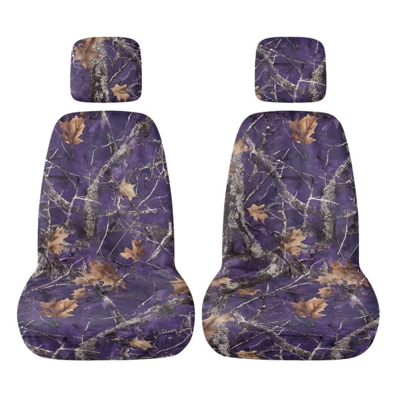 KUIFORTI Purple Camouflage UTV seat covers Polyester Seat Cover with Headrest Covers Scratch-resistant Outdoor Seat Cover Set Compatible with Rhino 700 660 450 2004-2021