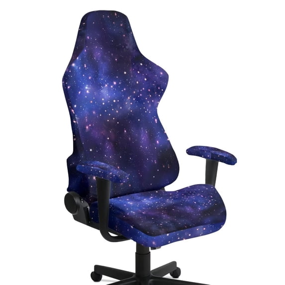 KUIFORTI Purple Galaxy Gaming Chair Covers Slipcovers with Armrest Covers Easy Installation Dust Protection Computer Chair Slipcover Set for Home, Shop, Living Room, Office