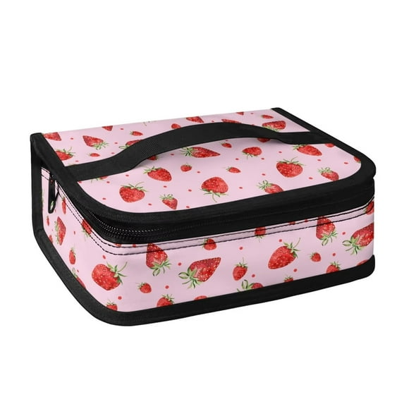 KUIFORTI Red Strawberry Lunch Box Large Capacity Lunch Bag Purse Reusable Food Container Ice Packs Purse Insulated Lunch Bag Easy Clean