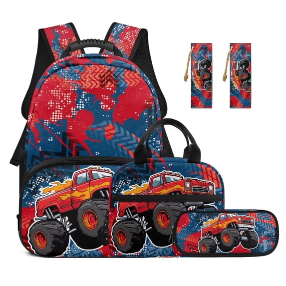 KUIFORTI Red Tractor Backpack and Lunch Box Lightweight Backpack Set ...