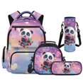 thumbnail image 1 of KUIFORTI Rose Panda Girls Backpack Set, Cute 4Pcs School Bag with Lunch Box Pencil Pouch Water Bottle Sleeve for Elementary Primary Middle School Students, 1 of 6