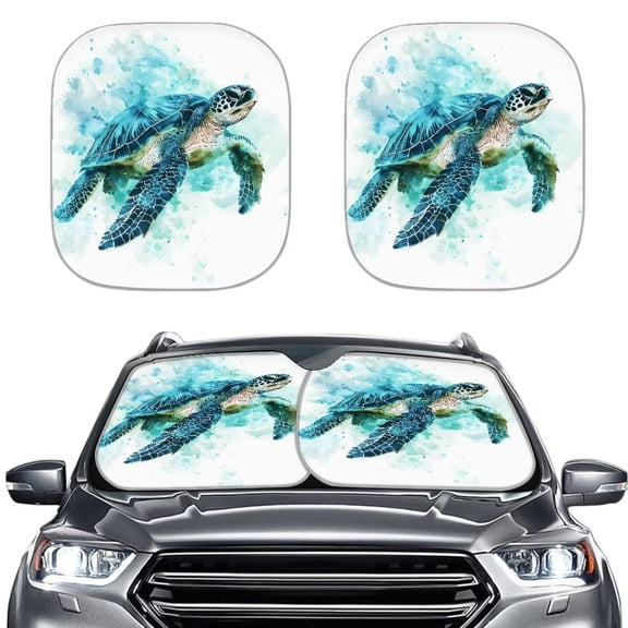 KUIFORTI Sea Turtle Windshield Sun Shade Foldable Sunshade for Front Window UV Reflector Sun Protection Auto Windshield Cover, Green Frog Driving Car