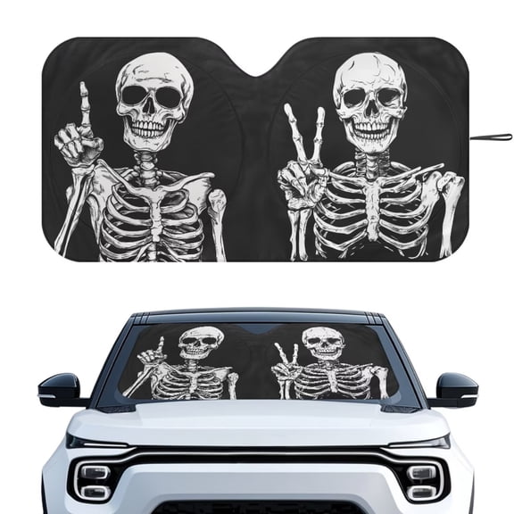 KUIFORTI Skeleton Windshield Sun Shade Foldable Car Front Window Sunshade for Most Cars SUV Truck Heat Blocker Visor Protector Blocks Max UV Rays and Keeps Your Vehicle Cool, 66.53"×34.44"
