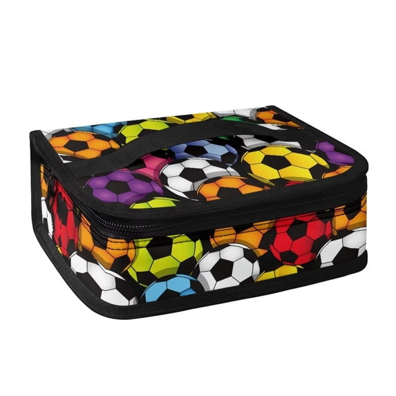 KUIFORTI Soccer Print Lunch Bag Insulated Ice Pack Lunch Box Protable Lunch Bag Holder Women Zipper Pouch with Adjustable Strap