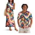 thumbnail image 1 of KUIFORTI Spring Couple Matching Outfits Bohemian Flower 4-Way Stretch Husband Wife Matching Outfits Gifts for Couples Slit Design Soft and Comfortable Quick-dry Lightweight, 1 of 7
