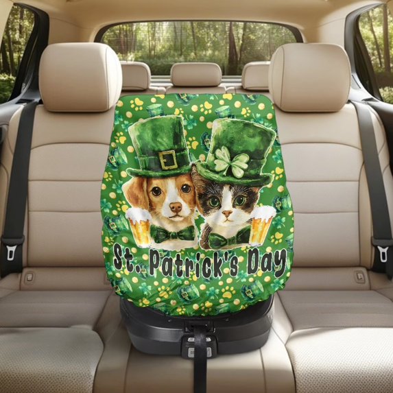 KUIFORTI St Patricks Day Car Seat Sun Shade Cover, Baby Car Seat Cover for Travel Cooler Temperature Infant Car Seats Reflective Heat Protector, UV Protection Toddler Car Accessories, Cartoon Dog Cat