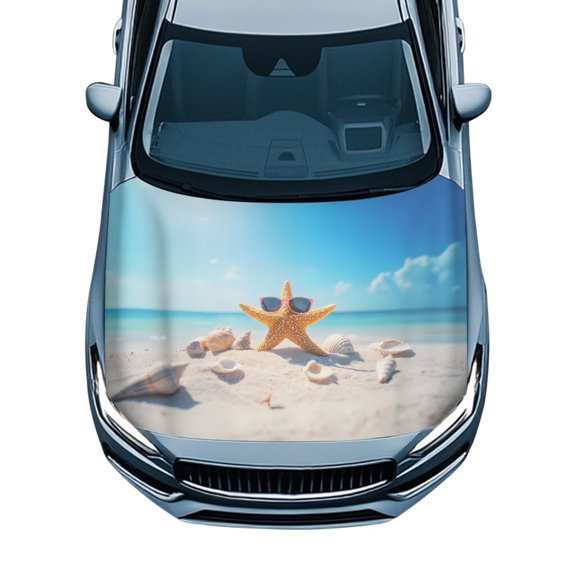 KUIFORTI Starfish Hood Covers for Cars Versatile Durable Automotive Accessories Decoration All-Weather Protection Fits Most Cars Car Hood Wrap Universal Decorations