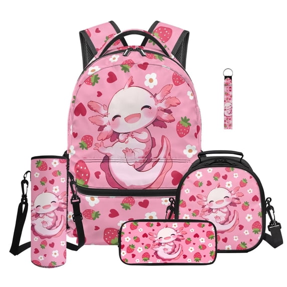 KUIFORTI Strawberry Axolotl Backpack for Boy for Teens Girls Middle ...